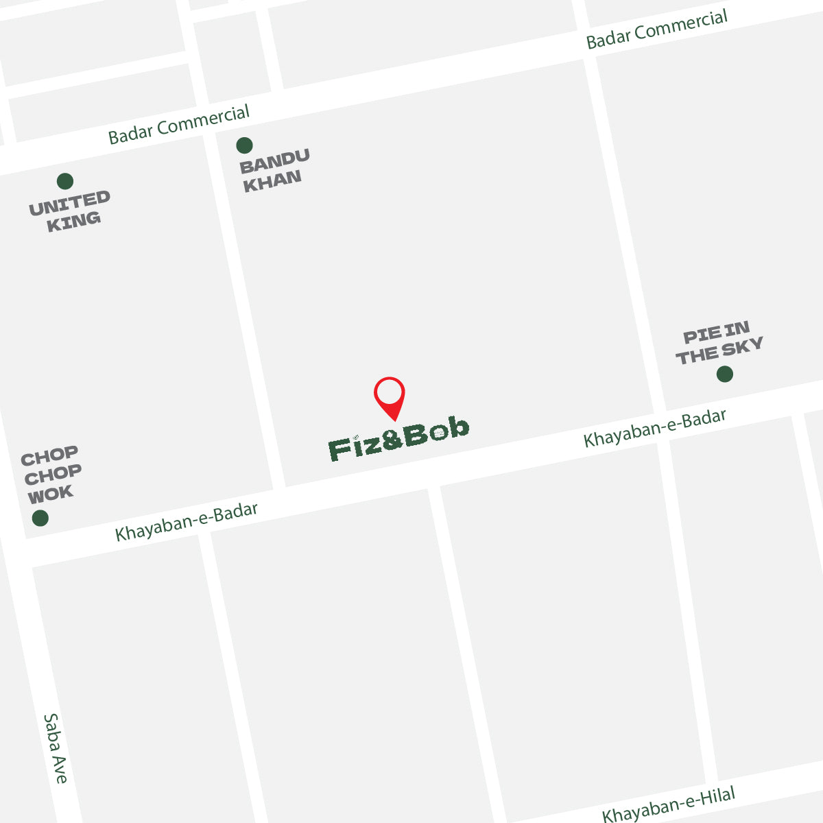 Map showing Fiz&Bob's location